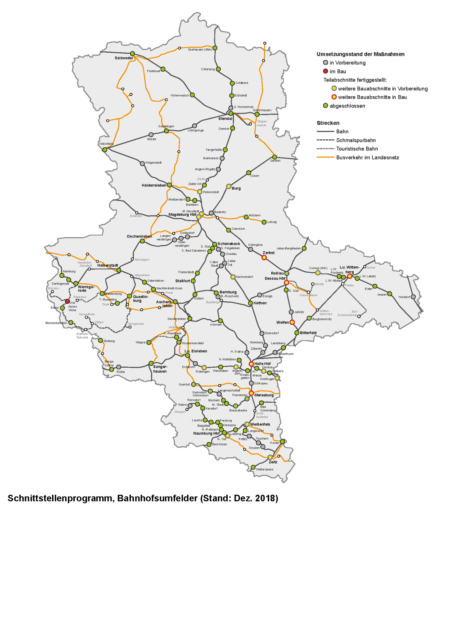 Streckenkarte für Sachsen-Anhalt