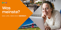 Plakat des Fahrgastforums mit dem Text  ‚Was meiste?‘.