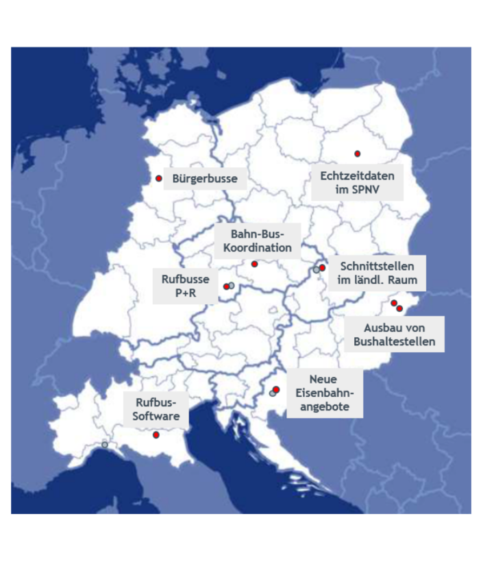 Karte zu Pilotvorhaben Karte zeigt am Pilotvorhaben teilnehmende Regionen in Ost- und Mitteleuropa