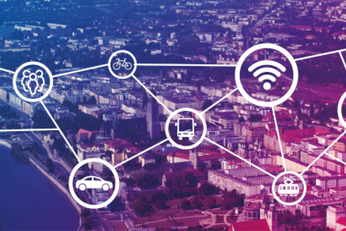 Icons verschiedener Verkehrsmittel in einem Verbindungsnetz