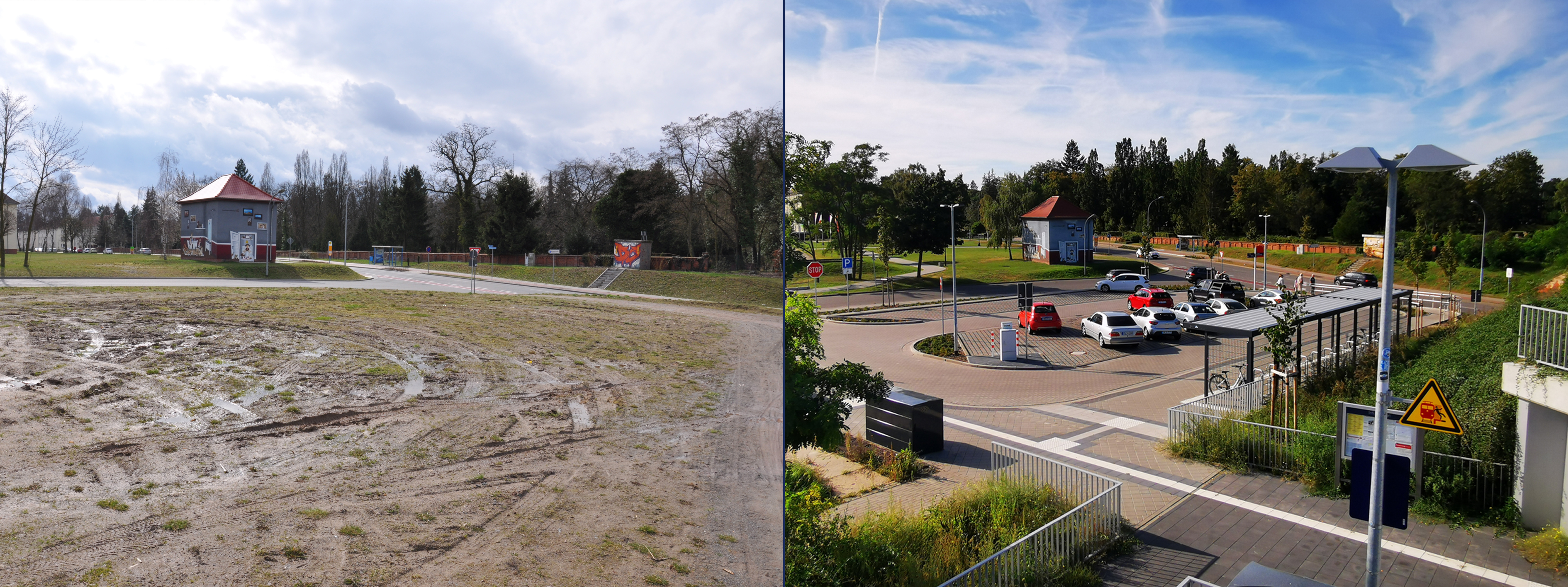 Das Bild zeigt die Bahnhofssituation am Halt Stendal Hochschule vor dem Bau.