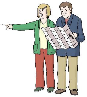 Zwei Menschen mit Stadtplan Zwei Menschen mit Stadtplan