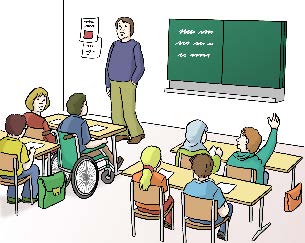 Lehrer mit Schülern in Klassenzimmer Lehrer mit Schülern in Klassenzimmer