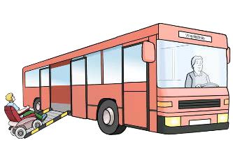 Bus mit geöffneter Tür Bus mit geöffneter Tür