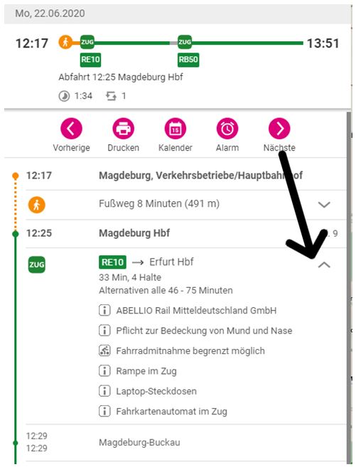 Screenshot von Mobilitätsportal