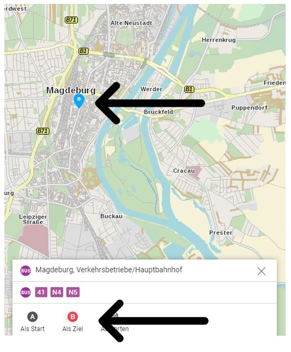 Screenshot von Mobilitätsportal