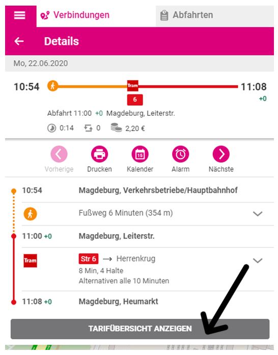 Screenshot von Mobilitätsportal