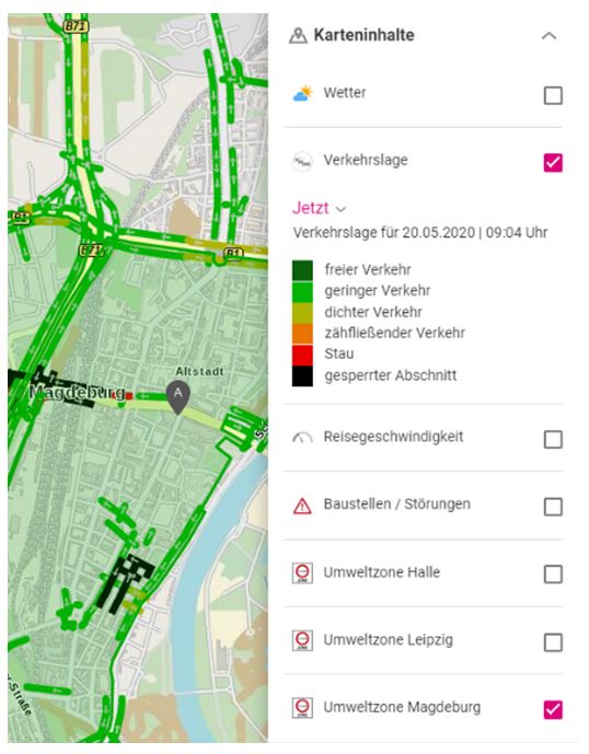 Screenshot von Mobilitätsportal