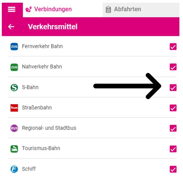 Screenshot von Mobilitätsportal